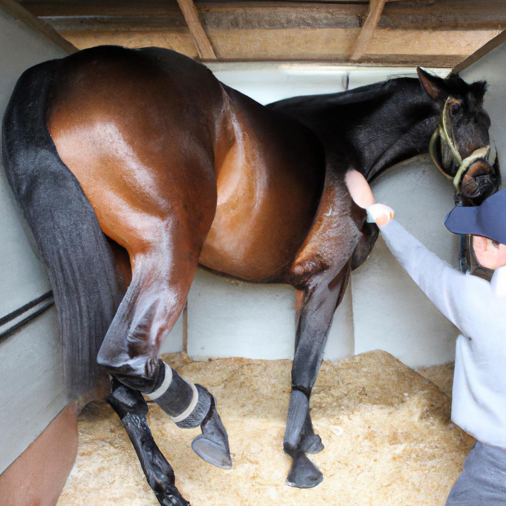 Chiropractor treating horse's joint